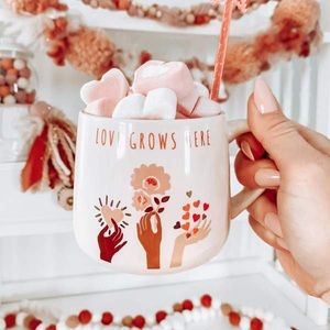 NEW Target Threshold Love Grows Here Coffee Mug Valentines Day white pink heart